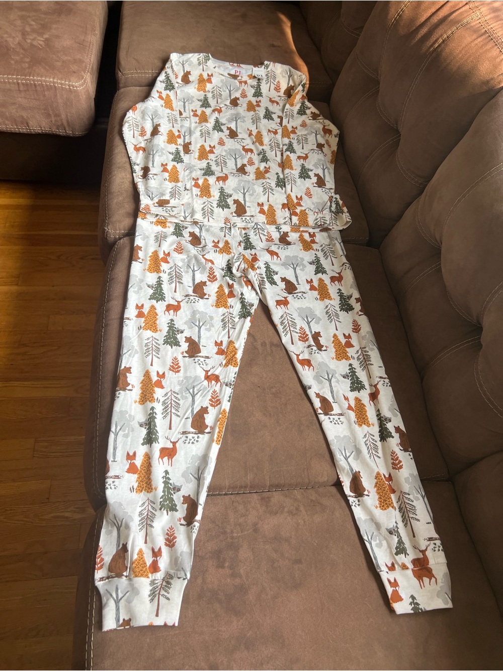 Women’s Cream Forest Animal Print Pajama Set